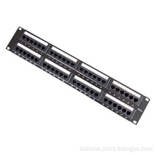 Cat6 UTP Patch Panel with 48 Ports, Back Bar and 110/Dual Use IDC, Space Saving, High-density 1U